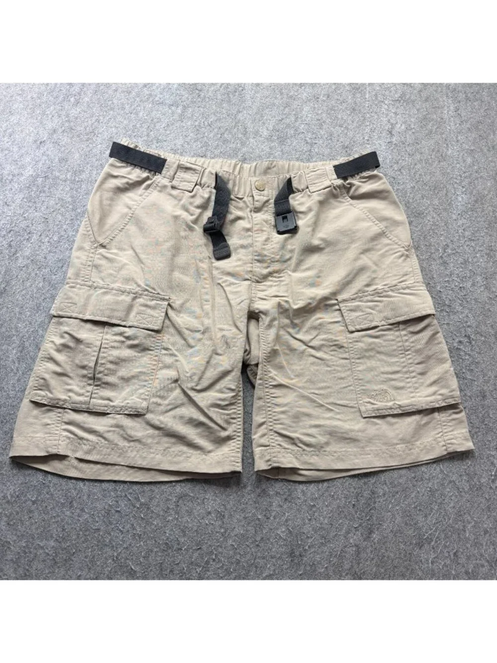 North Face Cargo Shorts Men L Khaki Beige Belted Nylon 10